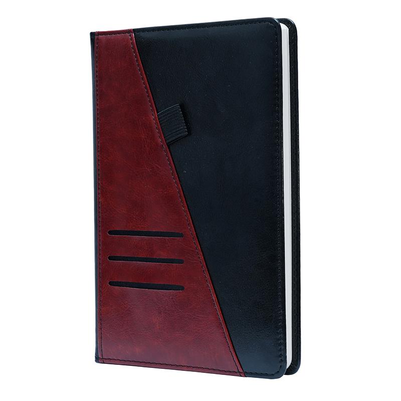 Customised Brown and Black - Pu Leather Notebook With Pen Holder